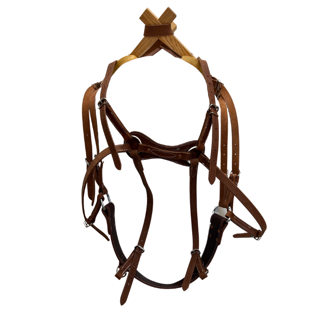 SAWBUCK PACK SADDLE LEATHER BREECHING, RIGGED WITH BUCKLES RY115/SP4-EFJKUW-D-ABUW