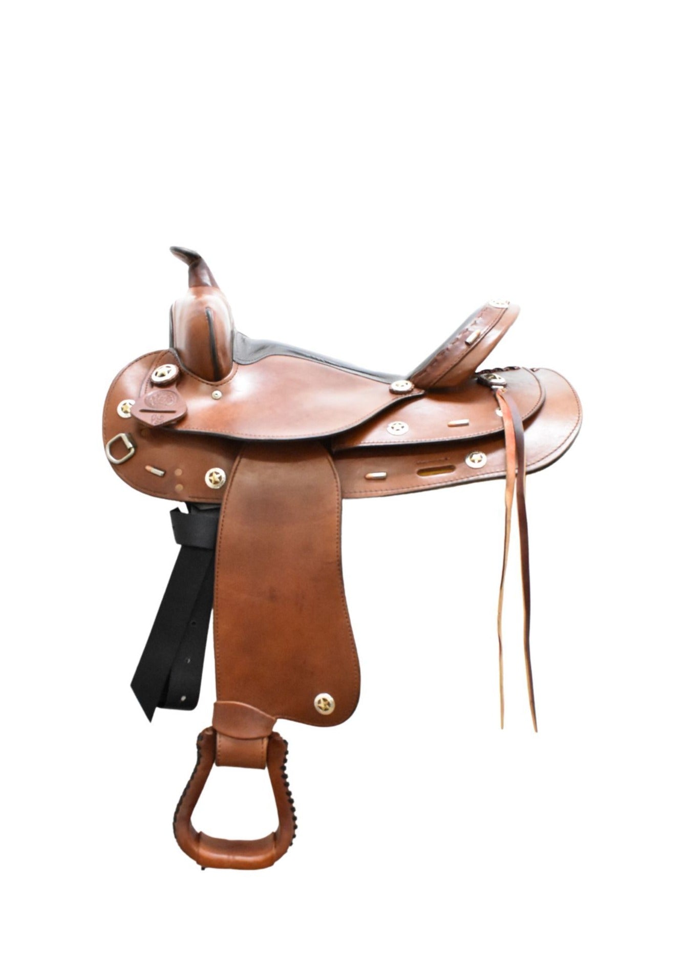 Used H&H 16" Trail Saddle with Star & Bullet Conchos #154 Wide Bar US1864/3-EFEFPR-D