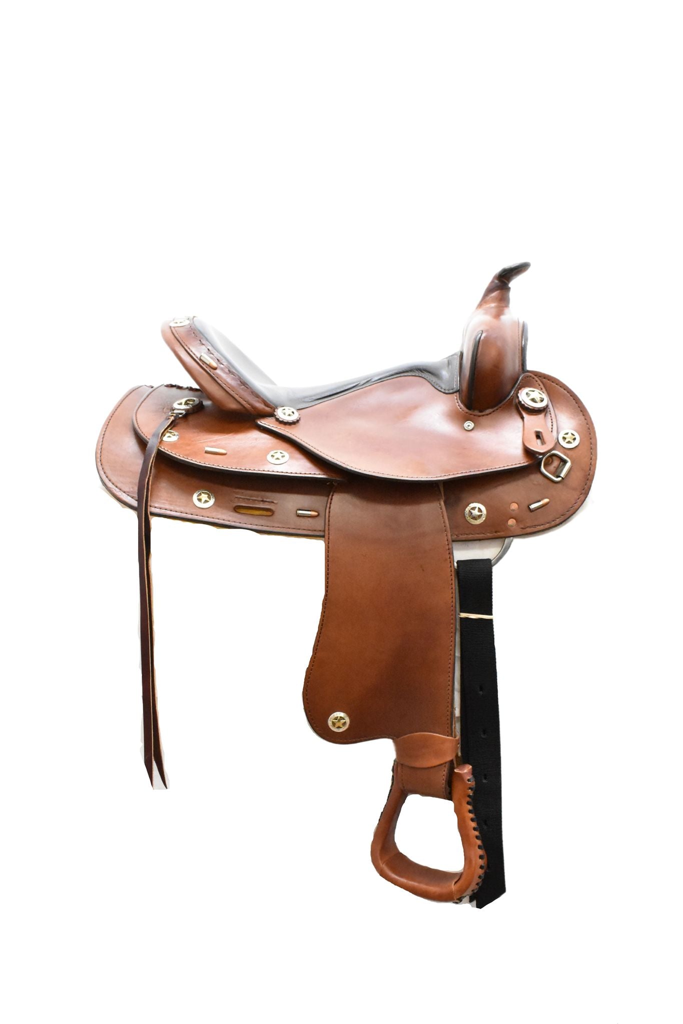 Used H&H 16" Trail Saddle with Star & Bullet Conchos #154 Wide Bar US1864/3-EFEFPR-D